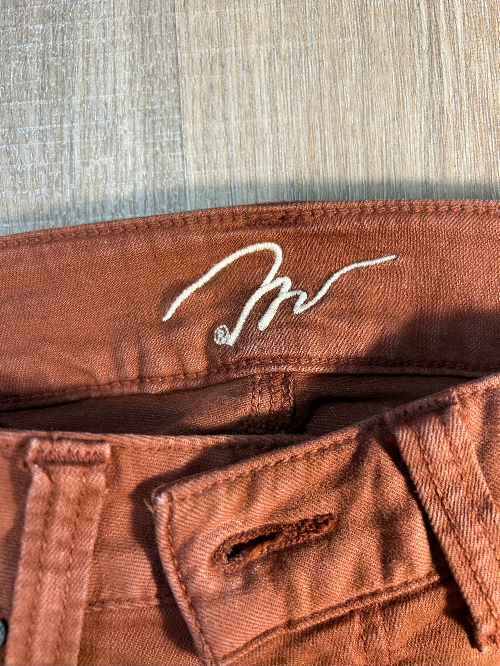 High-Rise Women's Flare Jeans in Rust Brown - Picture 3 of 4